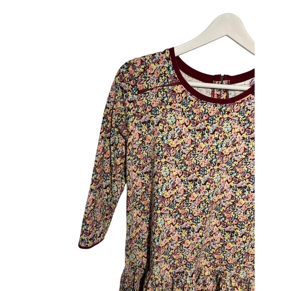 Matilda Jane 435 Courtney Burgundy Floral Print Dress Size 14 Drop Waist Ruffle - Picture 4 of 10